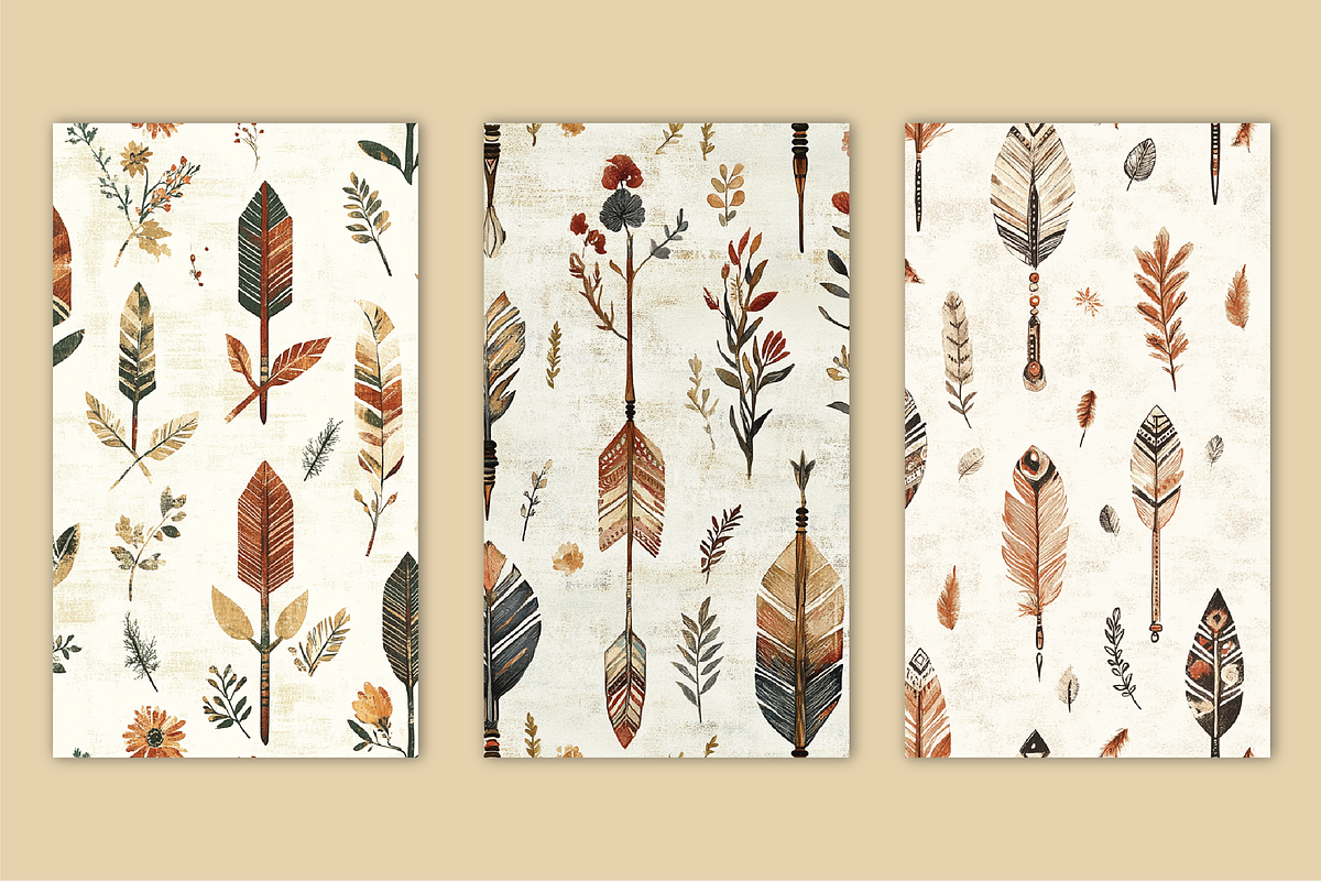 Boho Arrows and Feathers Pattern, a Pattern Graphic by Artful Prints (Photo 2 of 3)