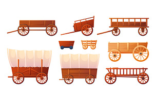Vintage wooden wagons. Covered tent, an Animal Illustration by YummyBuum