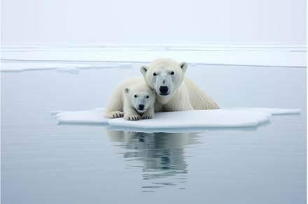 Polar bears snow arctic. Generate Ai, an Animal Photo by Ylivdesign