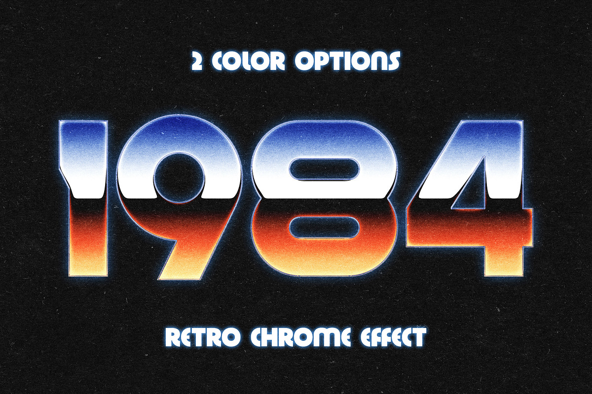 Retro Wave Chrome Text Effect, a Layer Style Add-On by Design Squad (Photo 1 of 4)