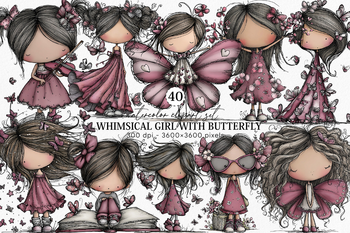 Whimsical Girl With Butterfly, an Illustration by Canvas Craft (Photo 1 of 6)