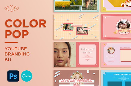 Color Pop Youtube Kit PSD & CANVA