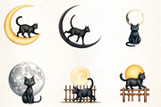 Black Cat and Moon Clipart, an Illustration by CrexoraLab (Thumbnail 4 of 5)