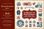 Vintage Christmas Set, a Decorative Illustration by Retro Graphics (Thumbnail 1 of 2)
