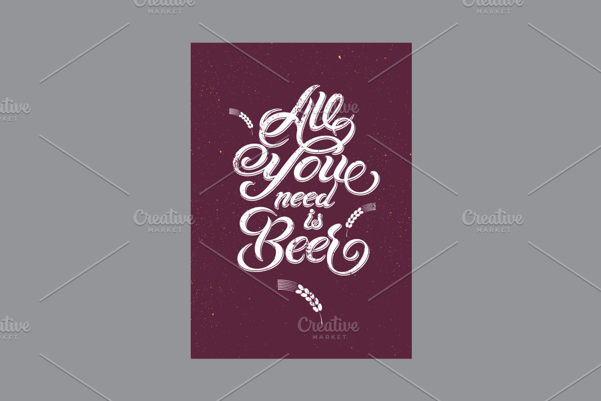 Beer calligraphic vector poster set., a Food Illustration by PoPaShop (Photo 6 of 7)