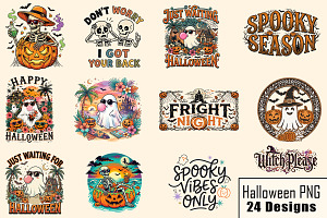 Halloween Spooky Quotes PNG Bundle, a Seasonal Illustration by crative8112