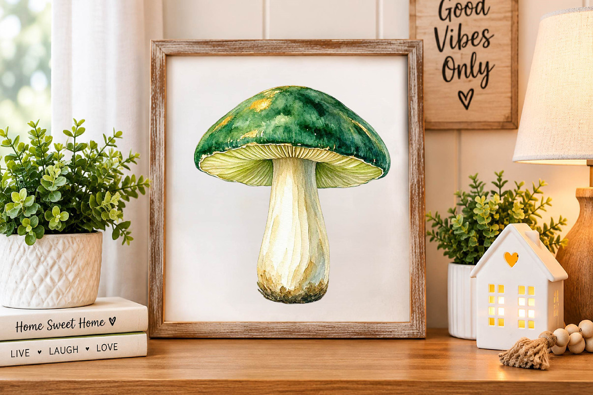 Watercolor Mushrooms clipart, an Object Illustration by fashionaddict (Photo 7 of 7)