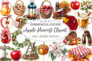 Apple Harvest Watercolor Clipart, a Seasonal Illustration by designcity5 (Thumbnail 1 of 5)