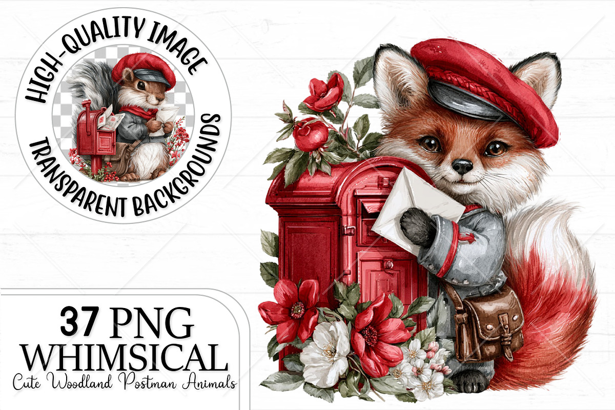 Cute Woodland Postman Animals, a Seasonal Illustration by Canvas Craft (Photo 1 of 10)