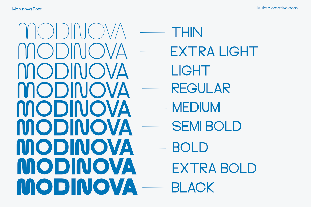 Modinova, a Sans Serif Font by Muksal Creative (Photo 2 of 10)