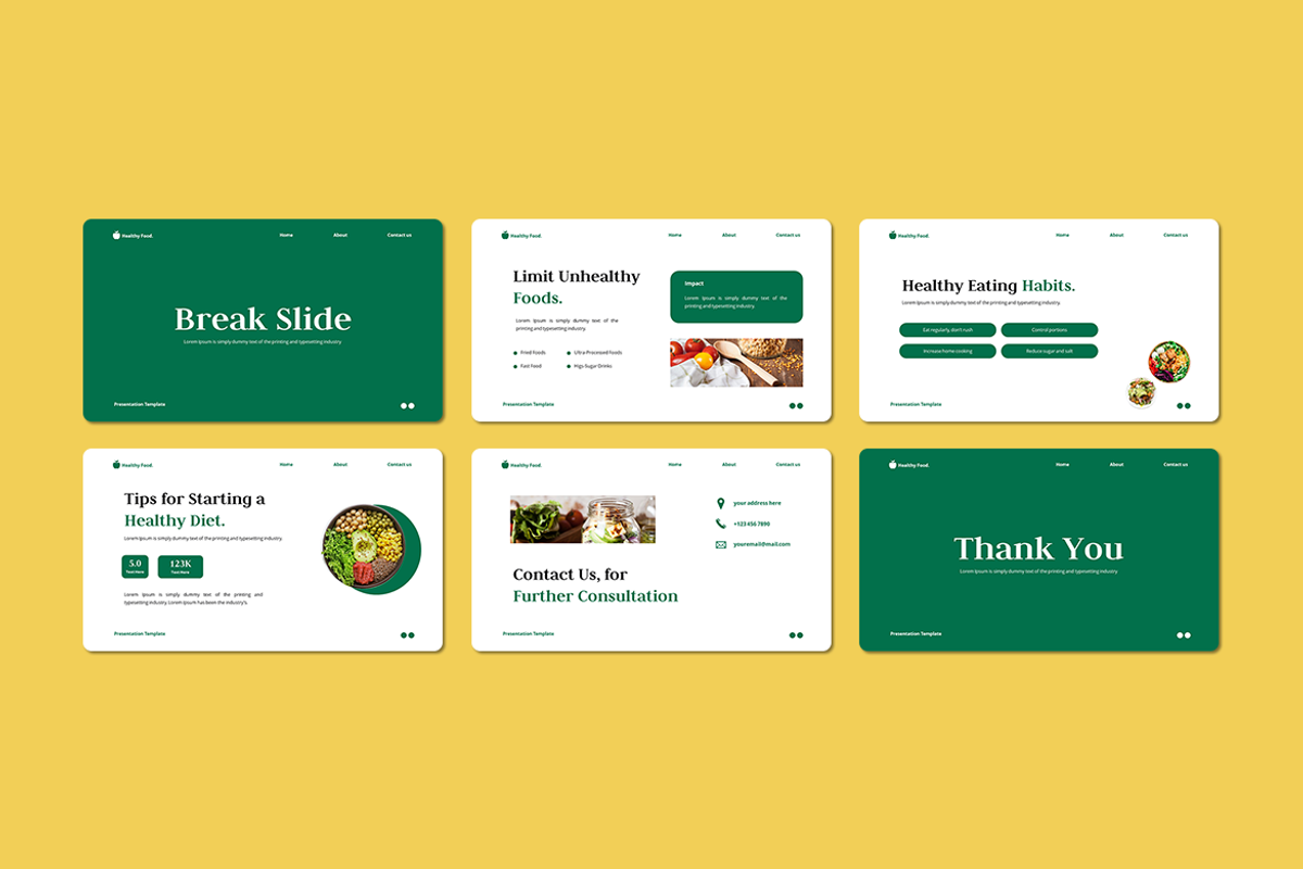 Healthy Food - PowerPoint Template, a Presentation Template by Iqsiart Studio (Photo 3 of 3)