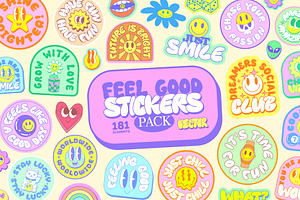 FEEL GOOD STICKERS PACK Y2K DESIGN