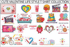 Cute Valentine Lifestyle TShirt Set, a Seasonal Illustration by Designer_Momina