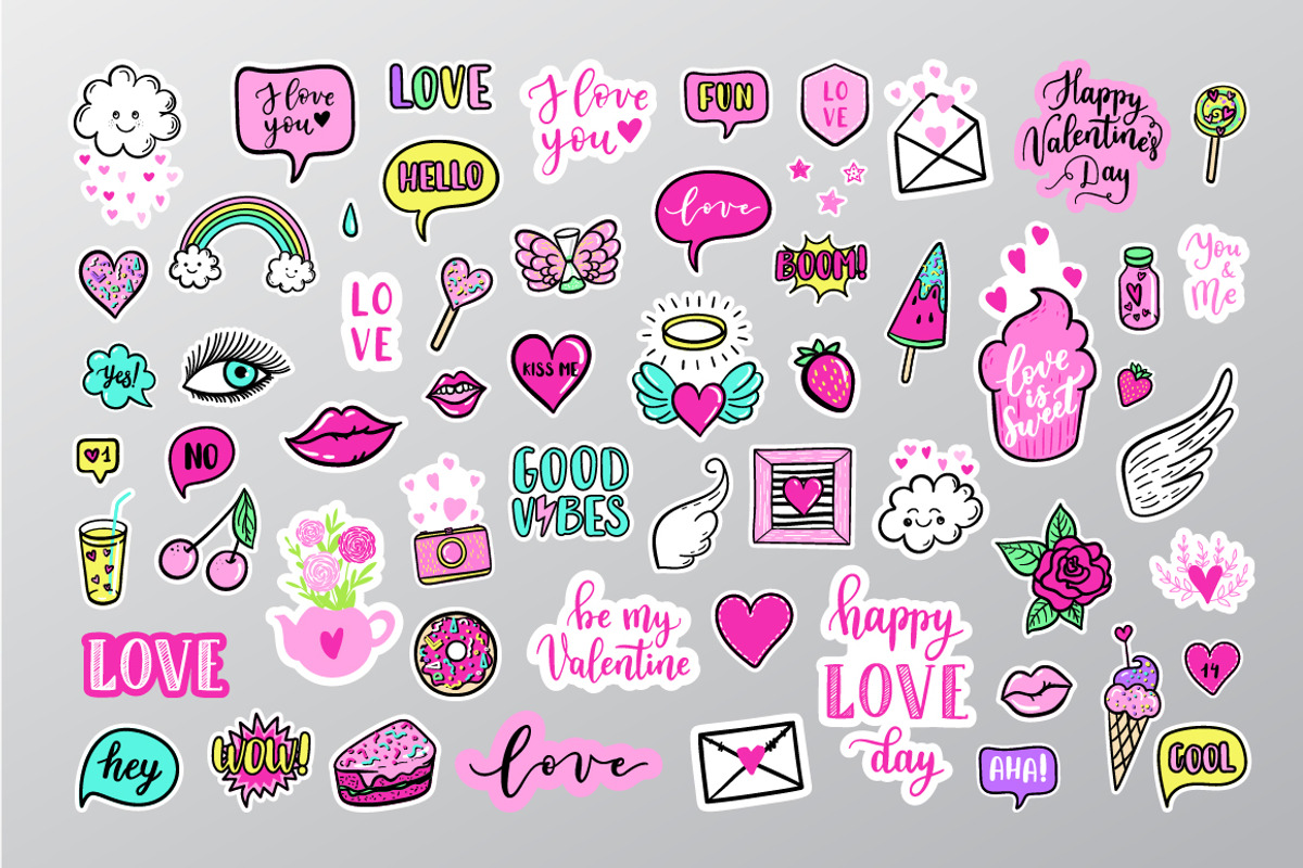 60 Love Stickers, a Decorative Illustration by Midstream (Photo 1 of 2)
