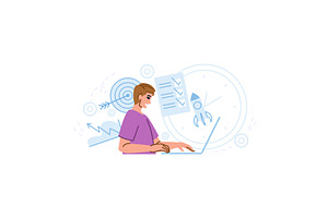 Project manager working on laptop, a Person Illustration by pikepicture