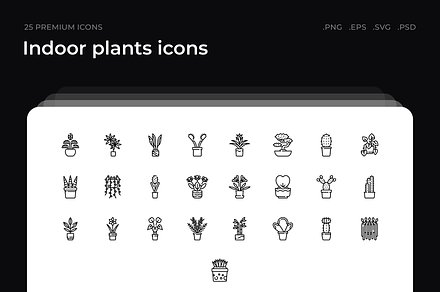 Indoor plants icons, an Outline Icon by Wencory