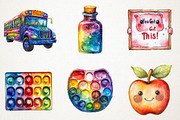 Kawaii Glitter School Clipart, an Illustration by RobertsArt (Thumbnail 6 of 7)