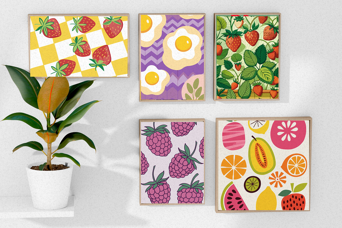 Fruit Gallery Wall Art Set, a Wallpaper Graphic by Helospace (Photo 6 of 10)