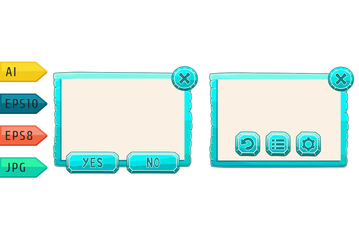 Vector game window with buttons., a Templates & Theme by julia_musdotter