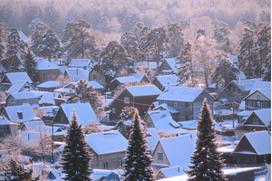 Winter view of houses covered in, a Nature Photo by darksoul72