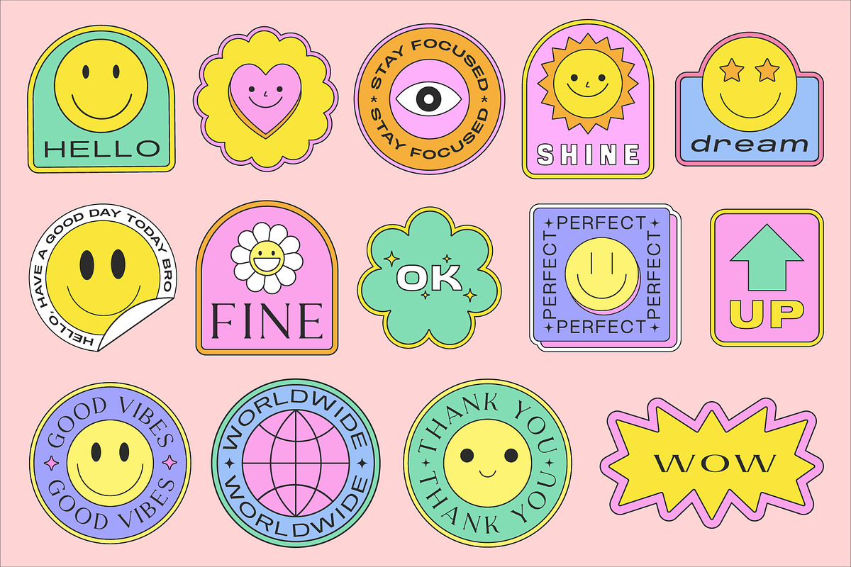CARTOON STICKERS SET Y2K DESIGN, a Pattern Graphic by craftlove (Photo 2 of 10)