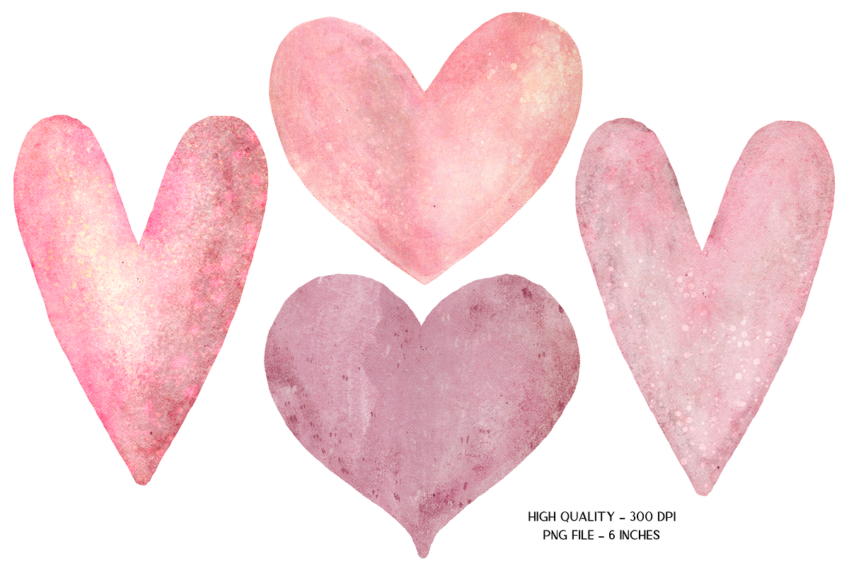 Pink Watercolor Hearts Clipart, a Graphic by Murphy & Frank (Photo 3 of 7)