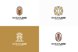 Set of Grain wheat field logo, a Branding & Logo Template by Lucky Creative