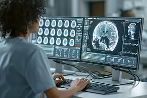 Radiologist examining brain scans, a Health & Medical Photo by 7DesignLab
