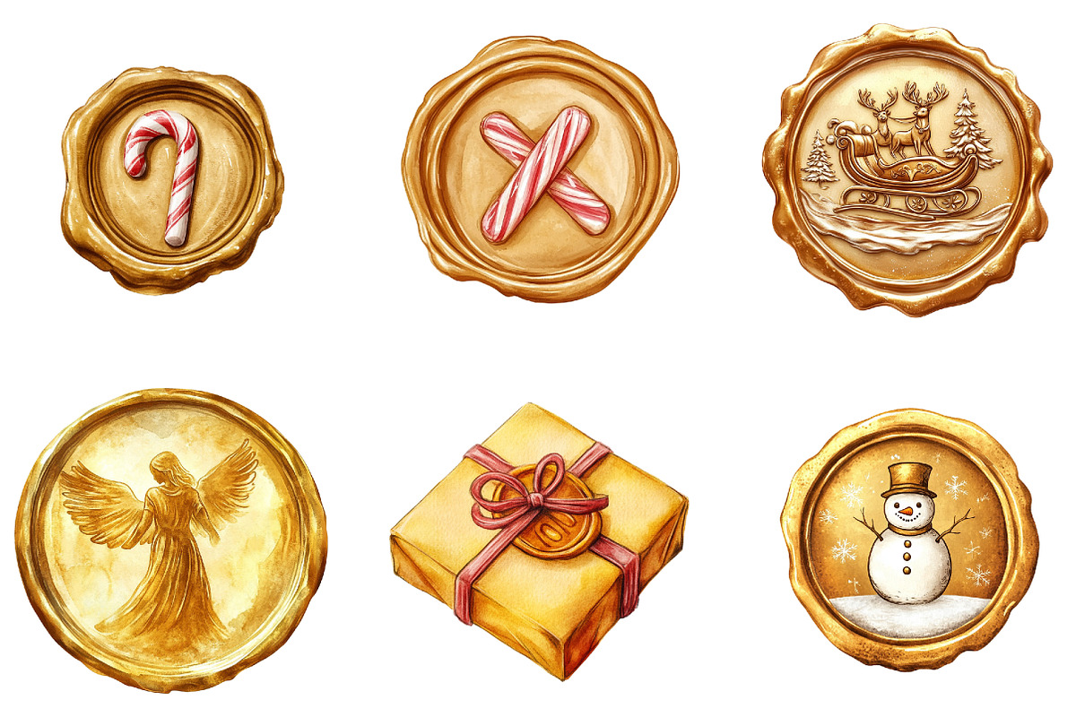 Christmas Golden Wax Seal Sublimatio, an Illustration by DreamArtGraphic (Photo 3 of 5)