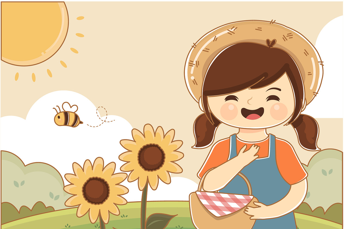 Girl with Sunflowers Illustration, an Illustration by Bekeen.co