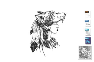 Woman shaman in ethnic headdress