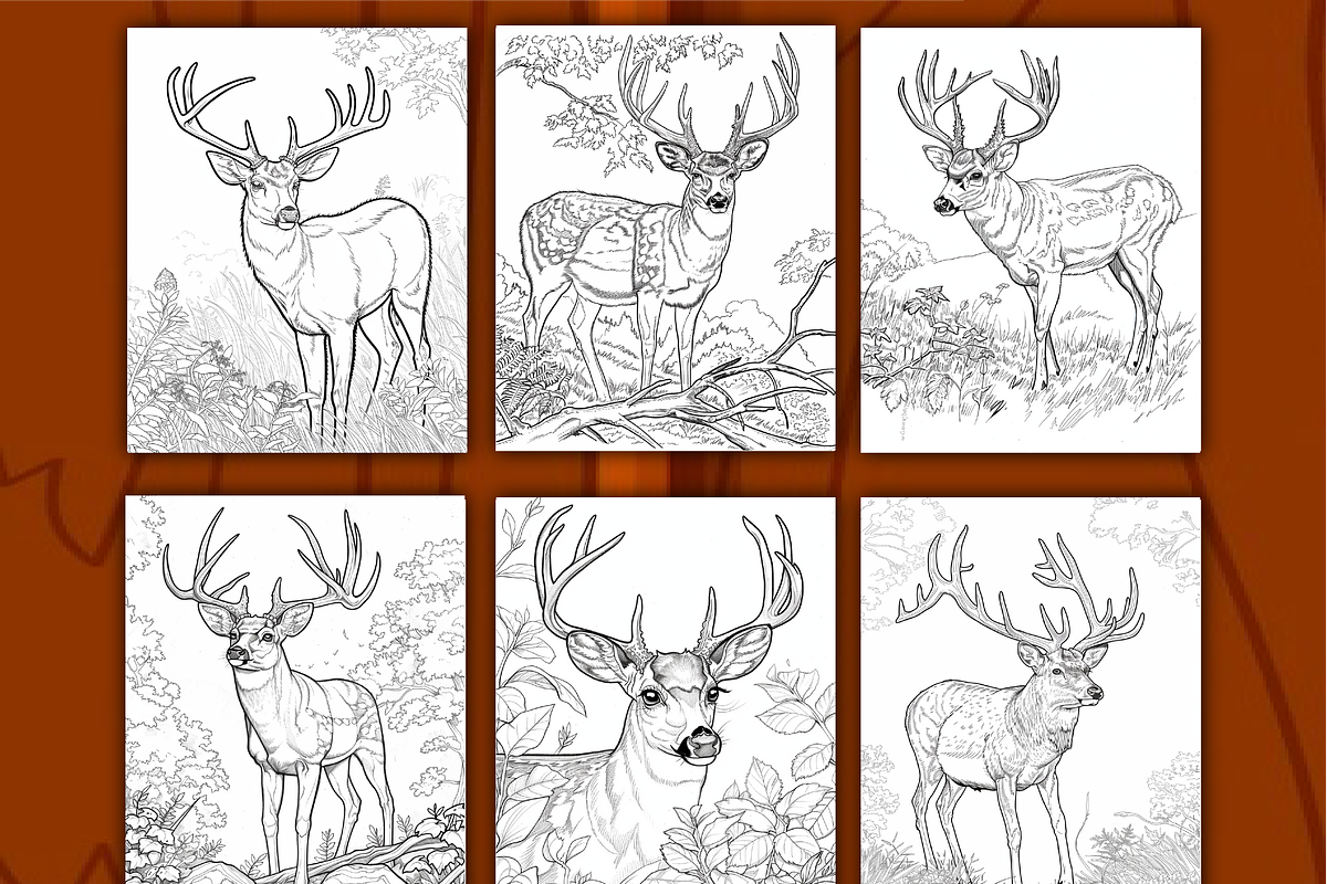 175 Realistic Deer Coloring Pages V3, an Animal Illustration by BrandlyTemplate (Photo 3 of 4)