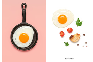 Fried egg. Creative layout