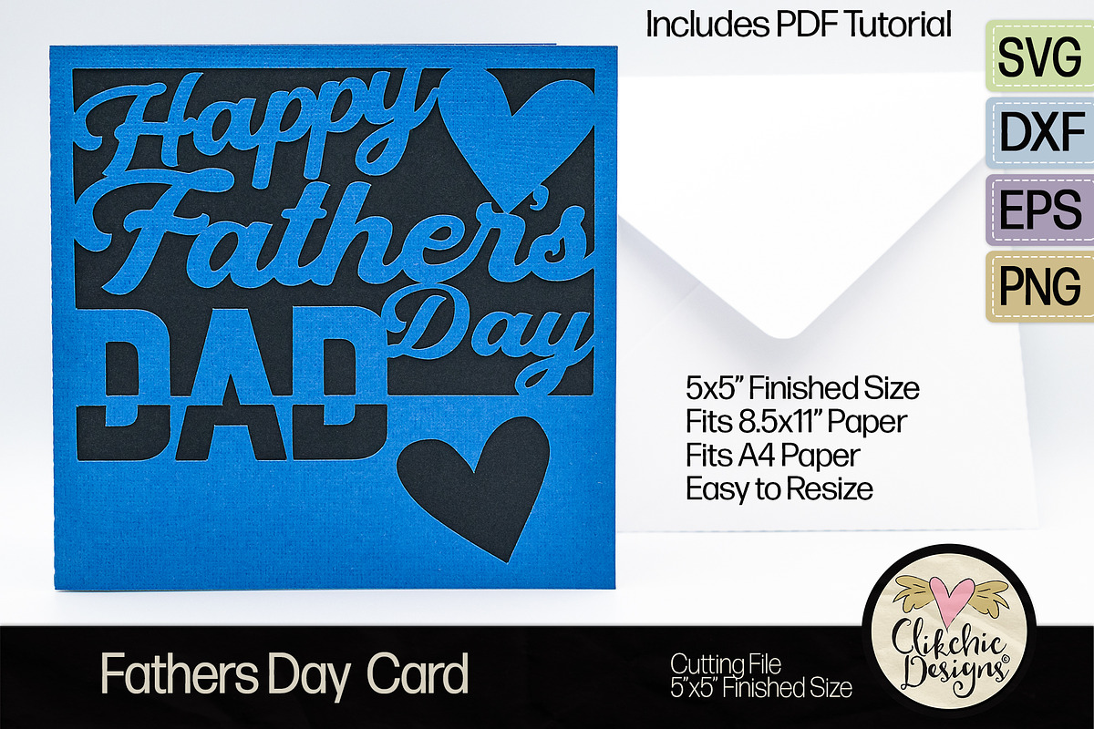 Happy Fathes Day Card SVG Cut Files, a Card Template by Clikchic Designs (Photo 3 of 5)