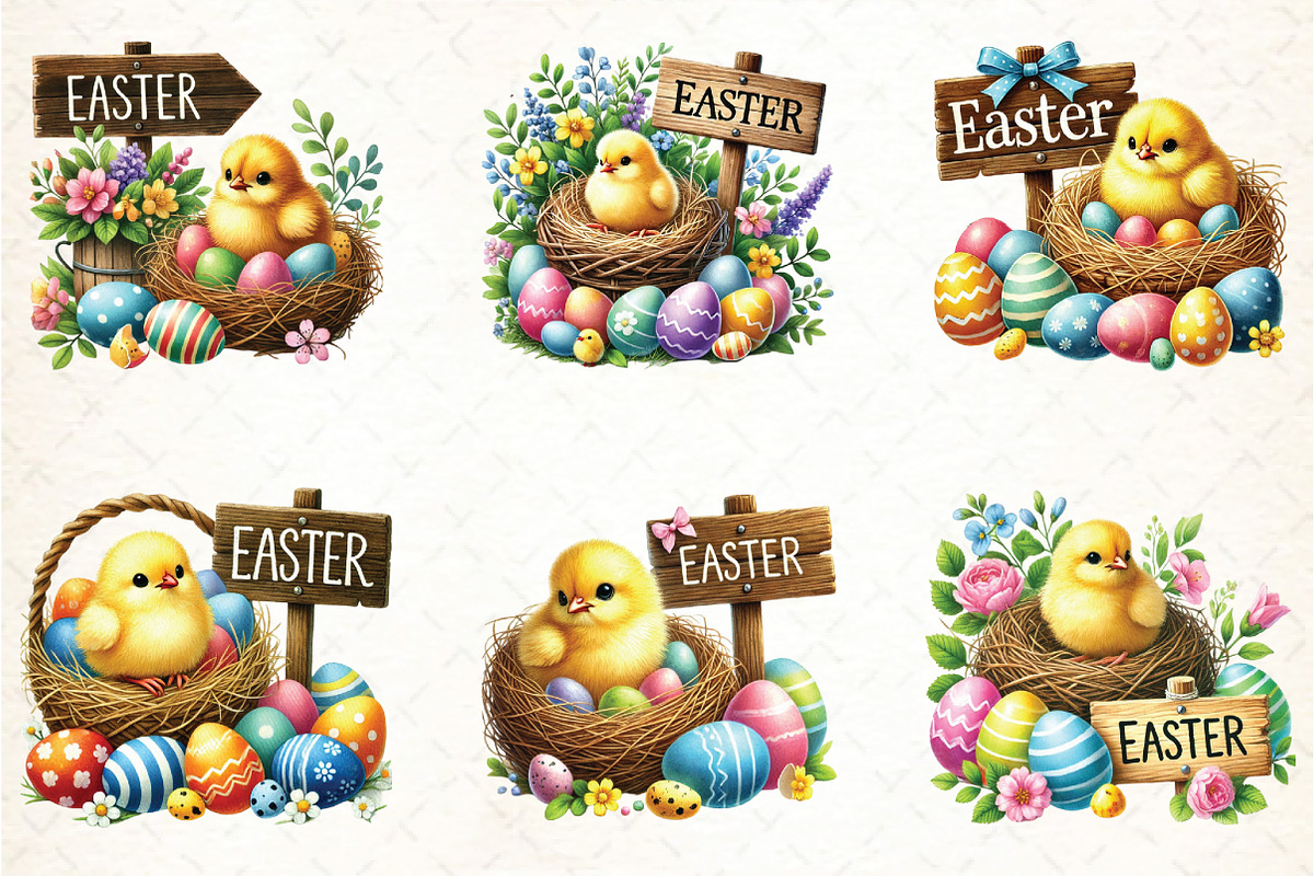 Watercolor Cute Easter Chick Clipart, an Illustration by DreamCafeArt (Photo 4 of 4)