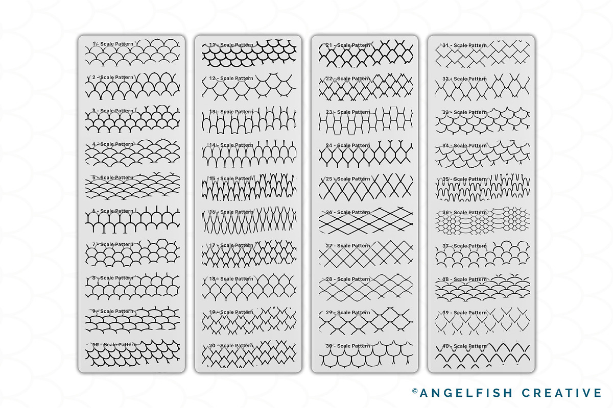 Scale Pattern Brushes for Procreate, a Brush Add-On by AngelfishCreative (Photo 3 of 12)