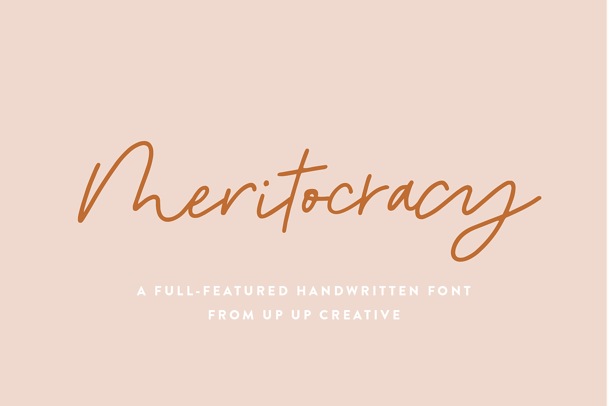 Meritocracy Handwritten Font, a Script Font by Up Up Creative (Photo 1 of 8)