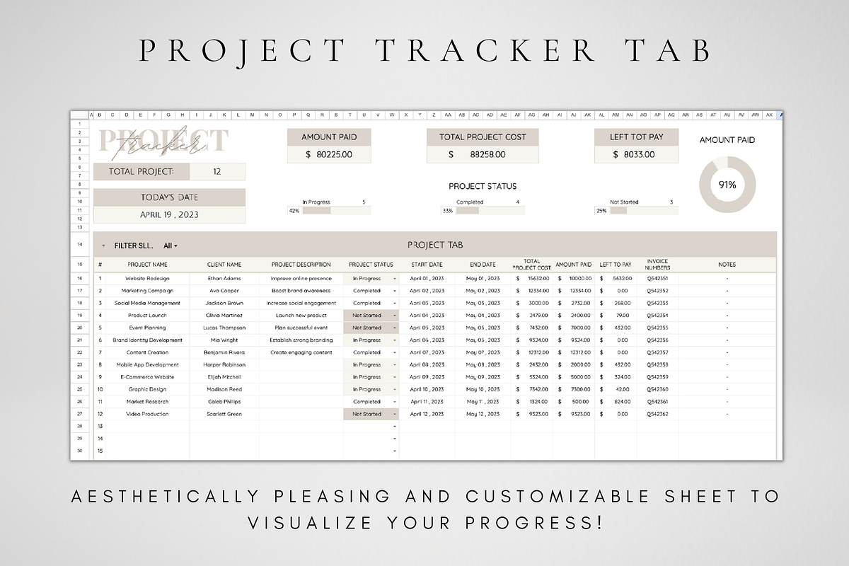 Client Tracker Google Sheets, a Templates & Theme by BRANDcontent (Photo 4 of 8)