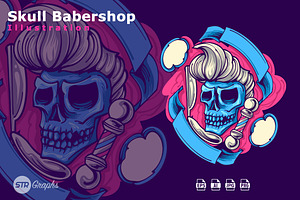 Skull Babershop Illustration