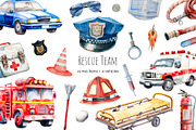 Watercolor rescue service clipart, a Work Illustration by Art and Funny (Thumbnail 1 of 6)
