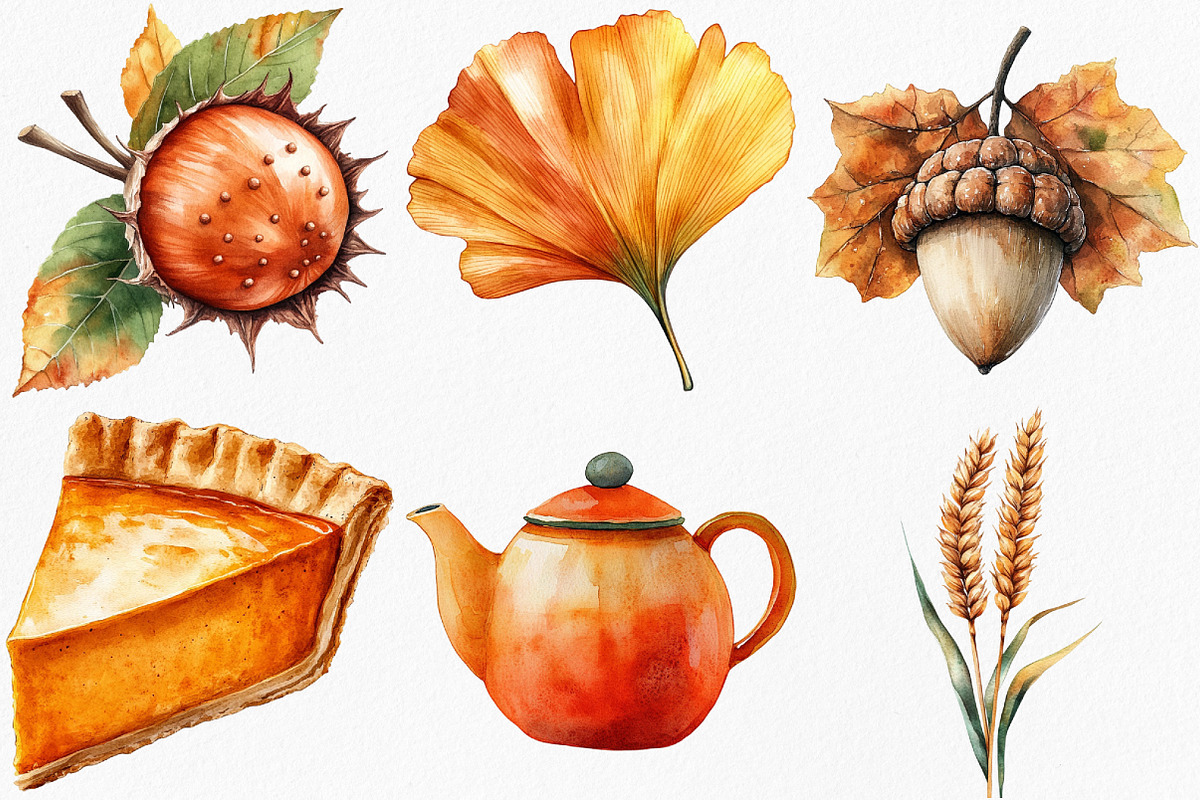 Watercolor Minimalist Autumn Clipart, an Illustration by Canvas Craft (Photo 3 of 7)