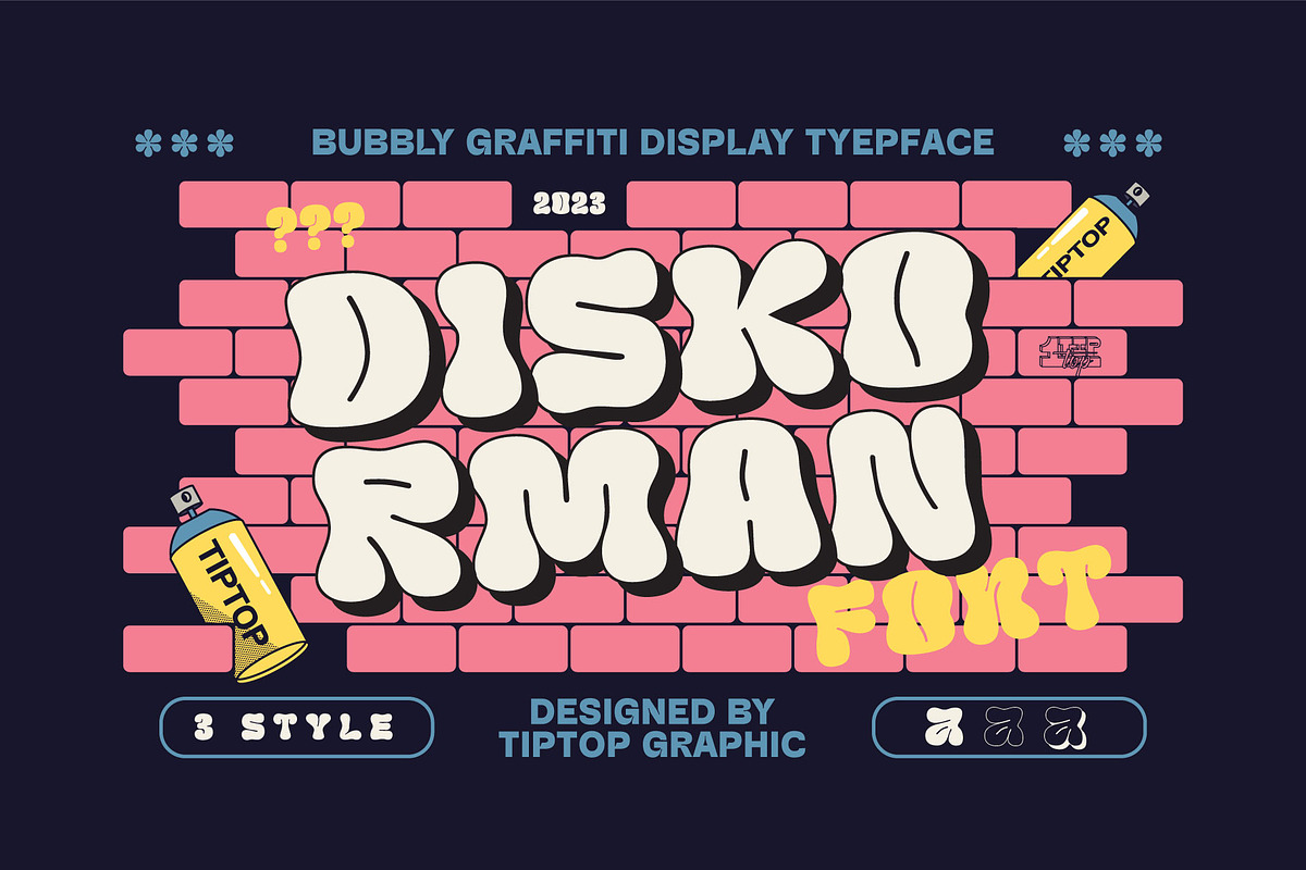 Diskorman – Bubbly Urban Graffiti, a Slab Serif Font by Tiptop Graphic (Photo 1 of 9)