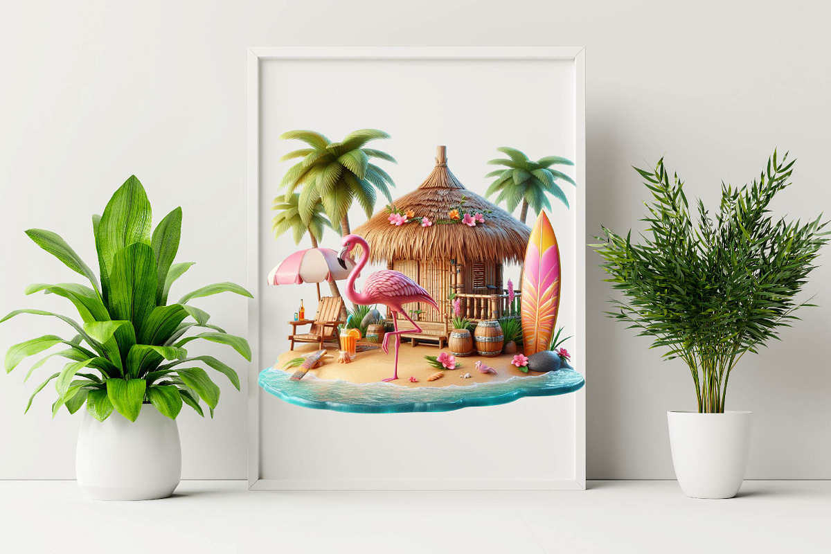 Summer Flamingo Sublimation Clipart, an Illustration by SVGArt (Photo 7 of 8)