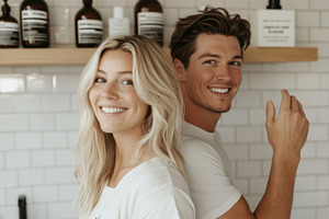 Cheerful couple in bright kitchen, a Photo by Beautiful things