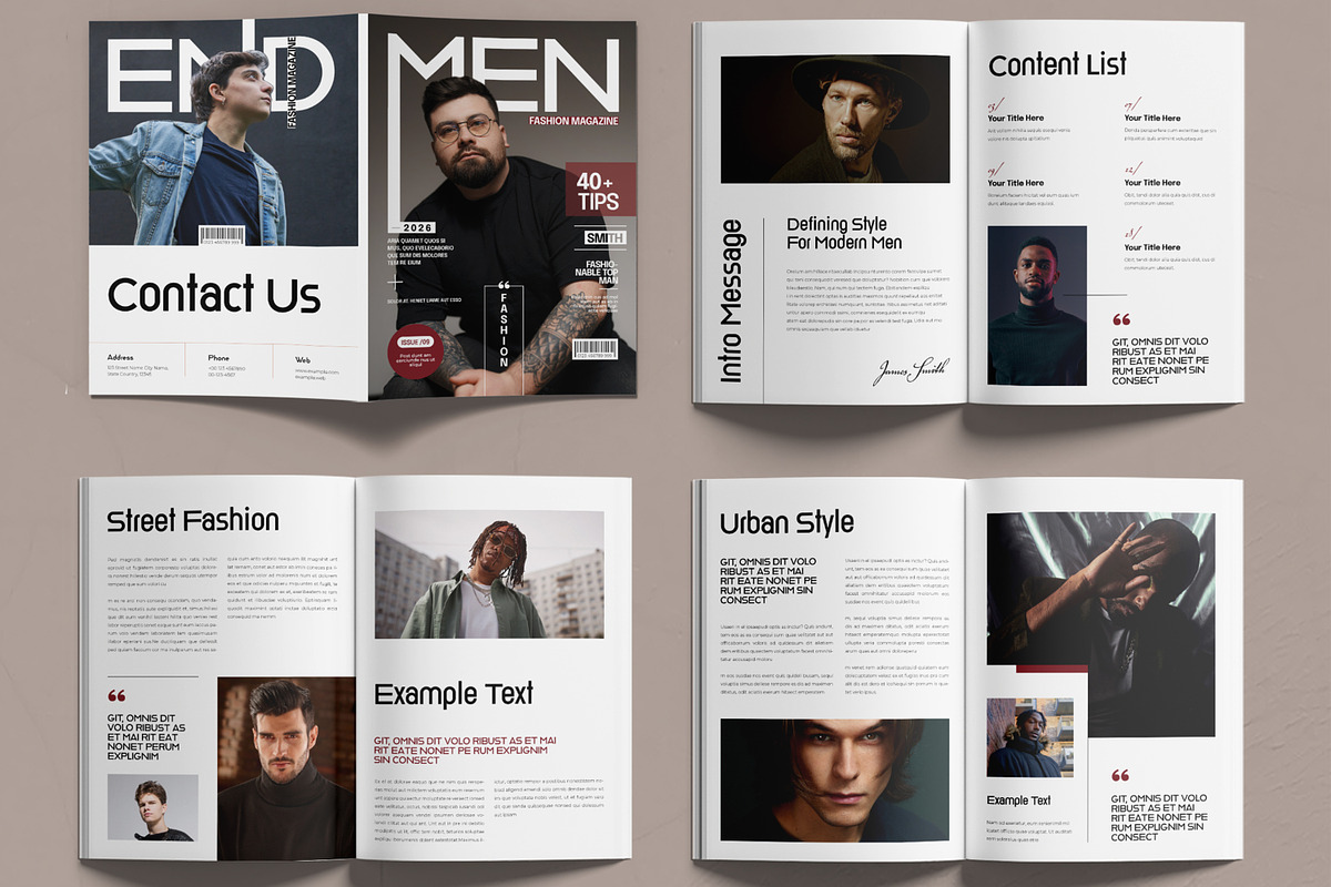 Men Fashion Magazine Template, a Magazine Template by MightyDesign (Photo 2 of 6)