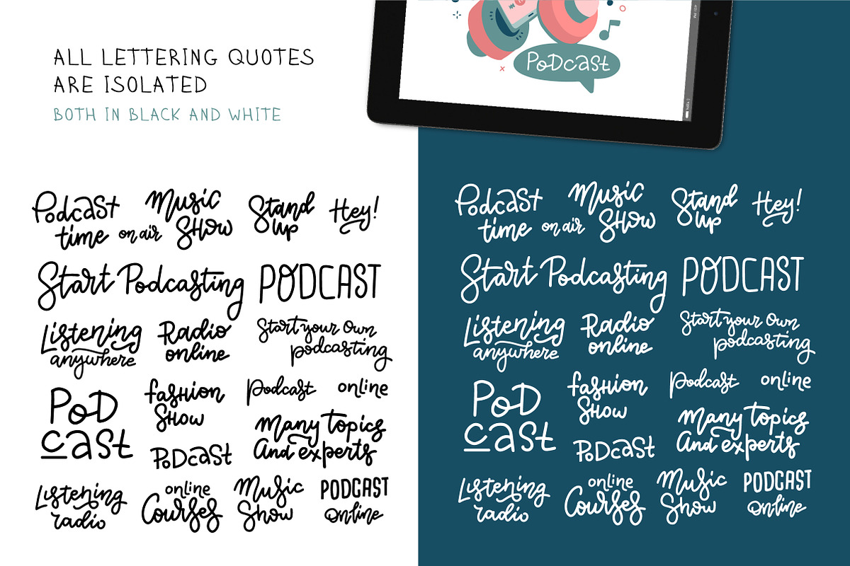 Podcast – vector cliparts set, an Object Illustration by Lana Sham (Photo 12 of 13)