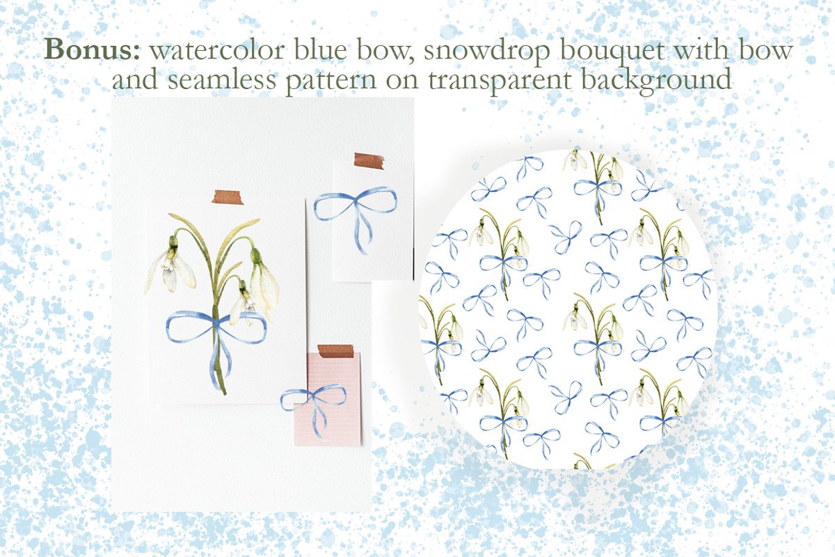 Snowdrops flowers watercolor clipart, a Decorative Illustration by Pegion art shop (Photo 10 of 11)
