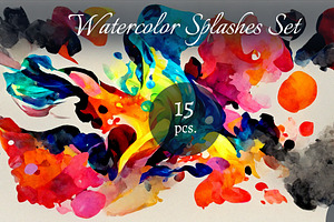 Watercolor Splashes Background Set