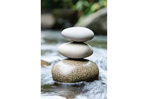 Balanced stones in flowing stream, a Nature Photo by Lermont51