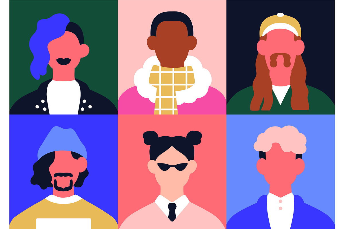 Abstract people face avatars set, a Person Illustration by Good Studio (Photo 6 of 13)